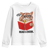 Funny Cat Reading Youth Sweatshirt Book Lover - Wonder Print Shop