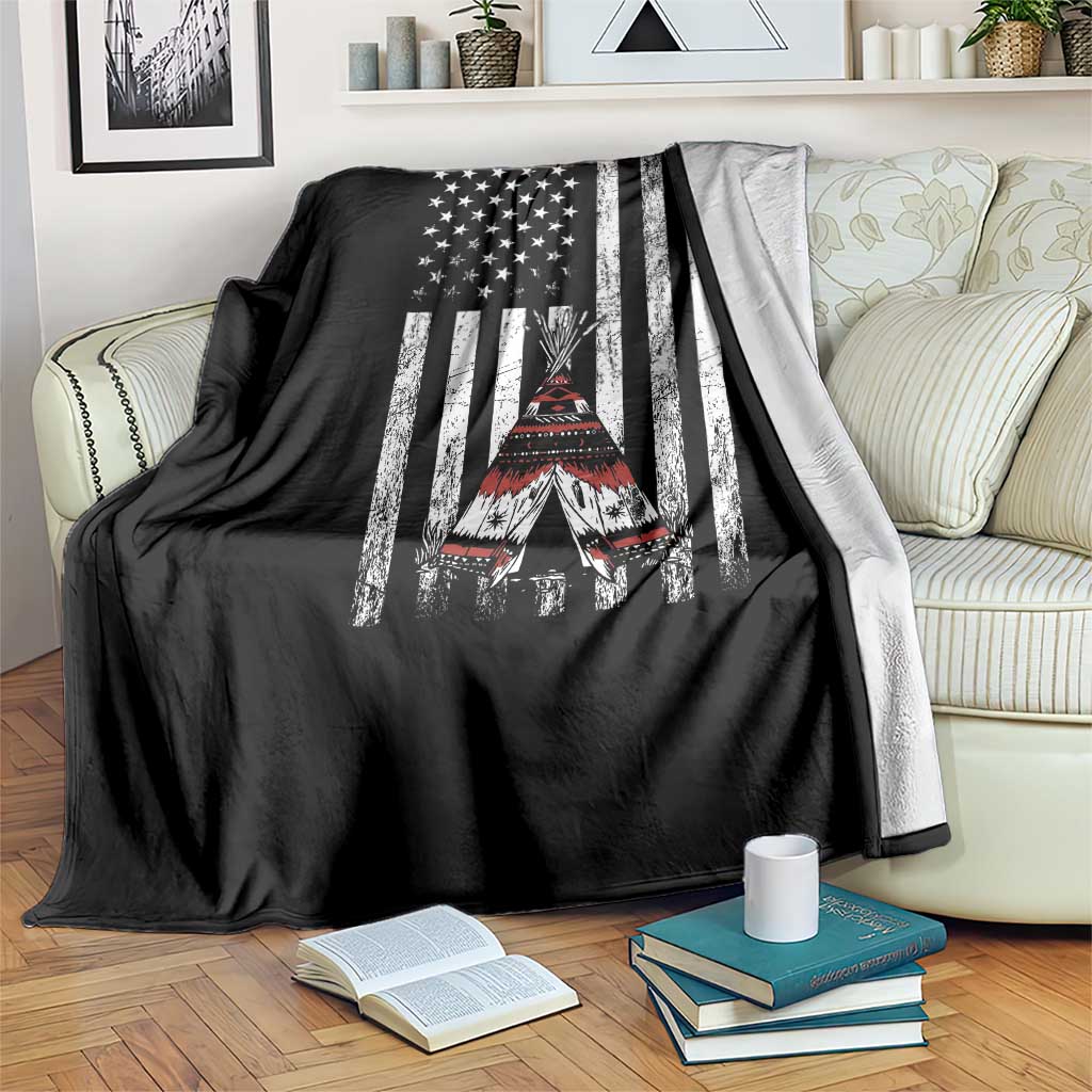 Teepee Pocket Native American Throw Blanket American Flag Native Feather Pride Month Indigenous