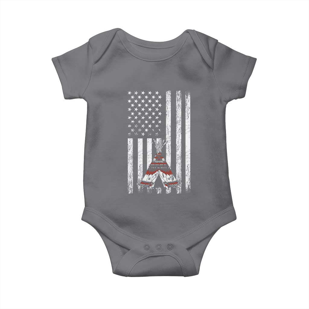 Teepee Pocket Native American Baby Onesie American Flag Native Feather Pride Month Indigenous