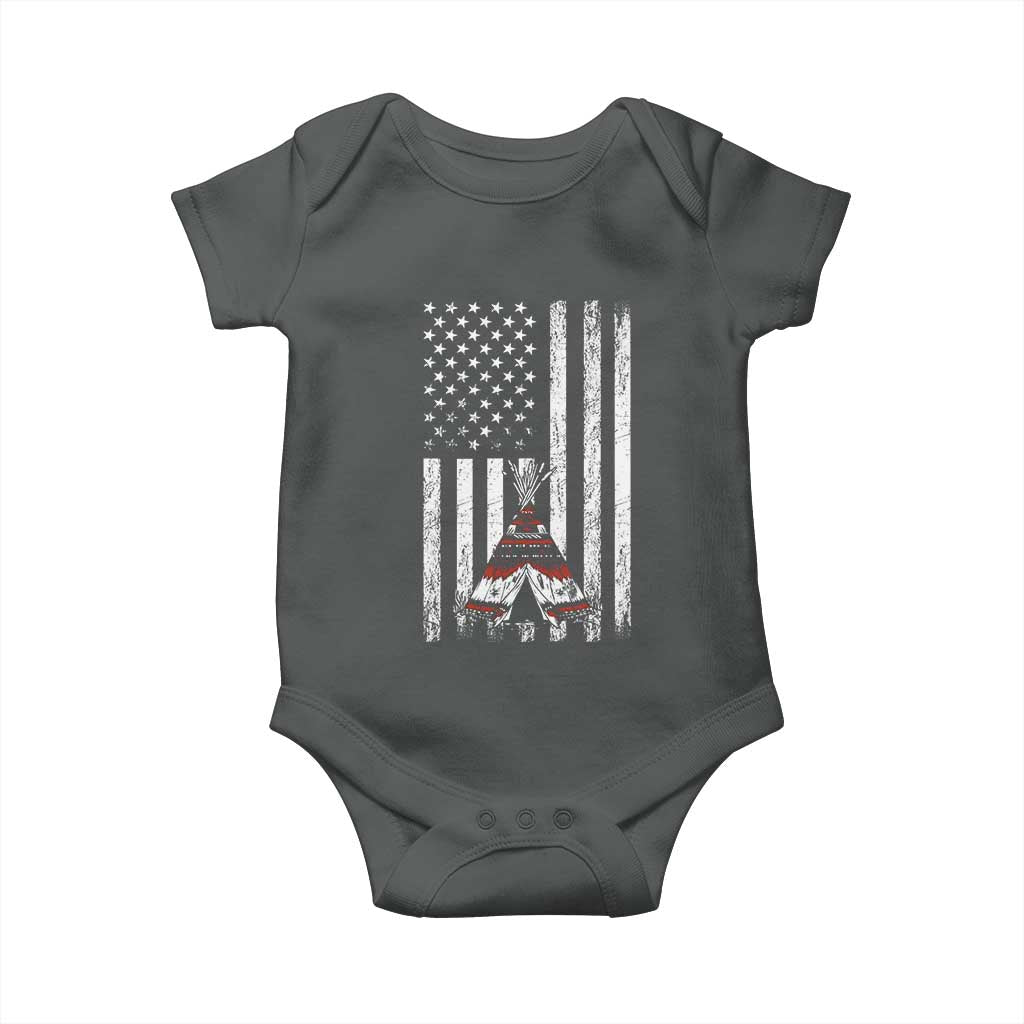 Teepee Pocket Native American Baby Onesie American Flag Native Feather Pride Month Indigenous