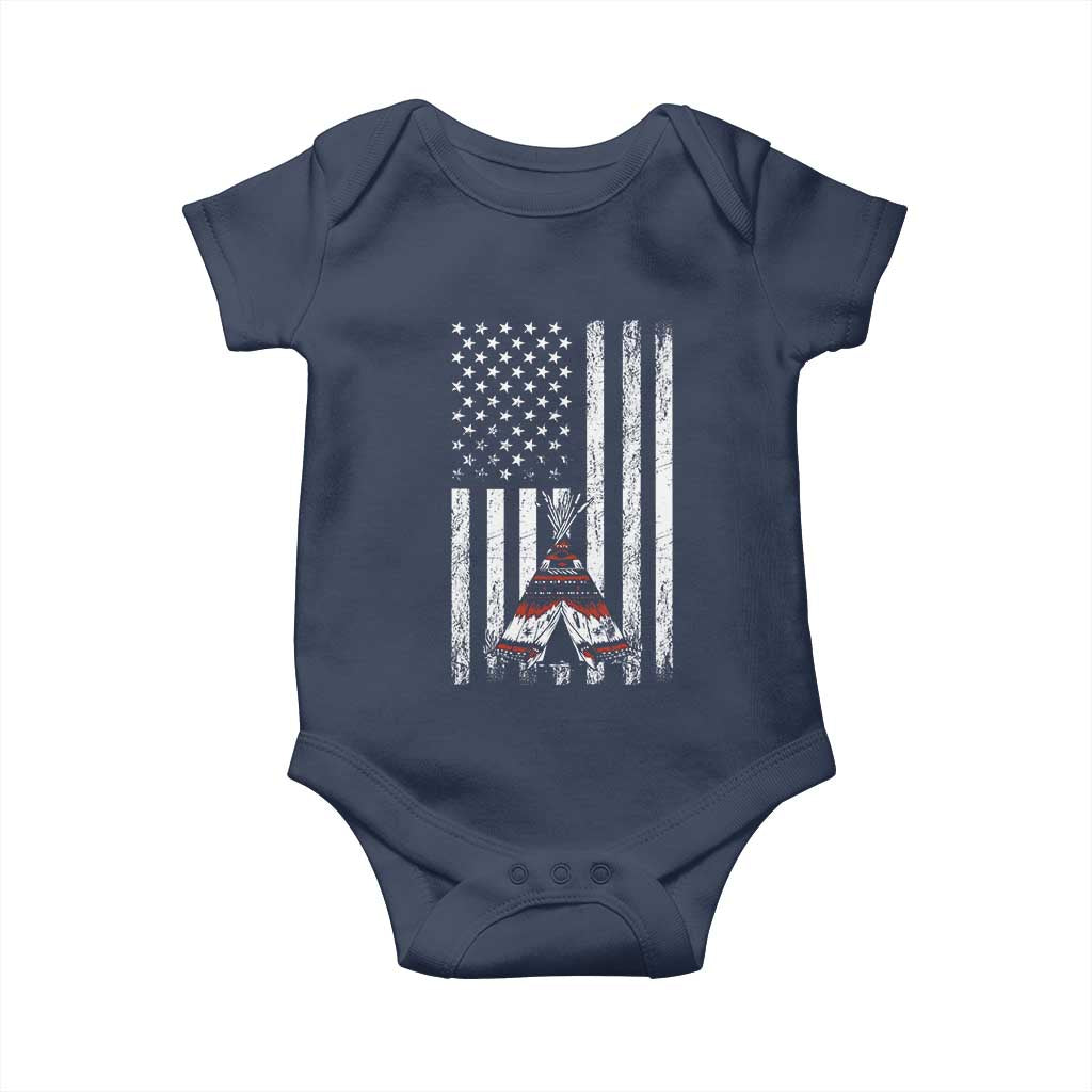 Teepee Pocket Native American Baby Onesie American Flag Native Feather Pride Month Indigenous