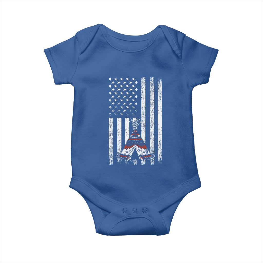 Teepee Pocket Native American Baby Onesie American Flag Native Feather Pride Month Indigenous