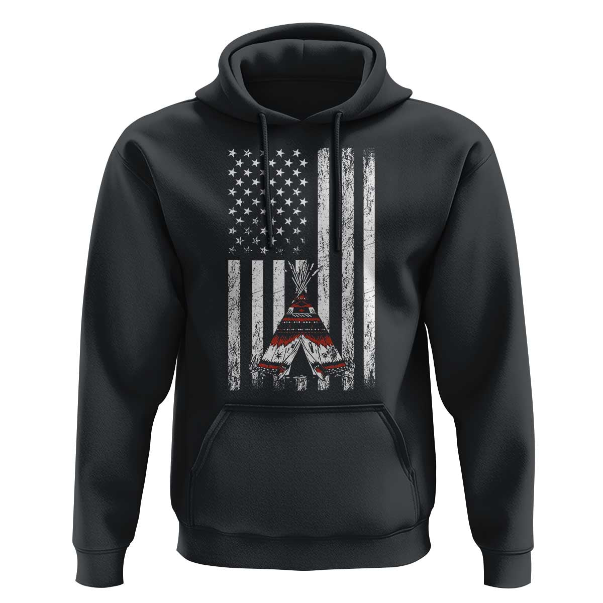 Teepee Pocket Native American Hoodie American Flag Native Feather Pride Month Indigenous