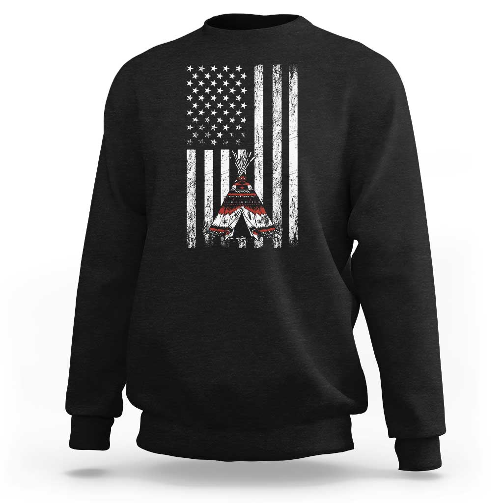 Teepee Pocket Native American Sweatshirt American Flag Native Feather Pride Month Indigenous