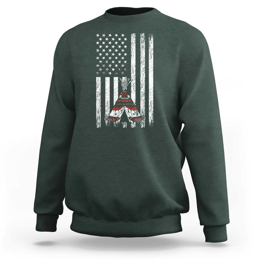 Teepee Pocket Native American Sweatshirt American Flag Native Feather Pride Month Indigenous