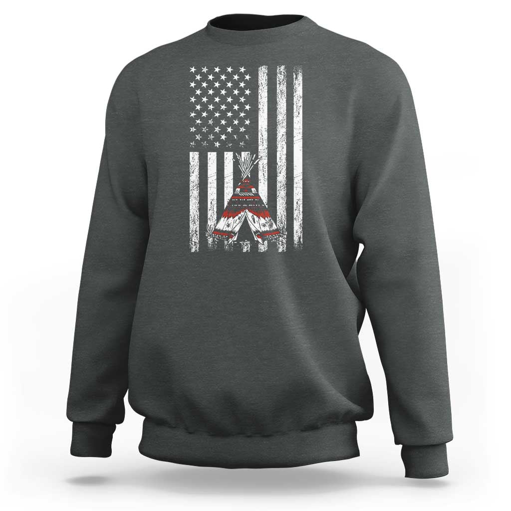 Teepee Pocket Native American Sweatshirt American Flag Native Feather Pride Month Indigenous