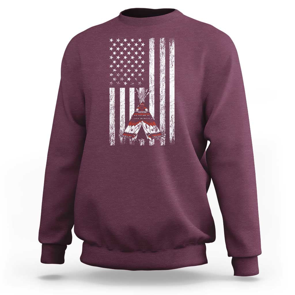 Teepee Pocket Native American Sweatshirt American Flag Native Feather Pride Month Indigenous