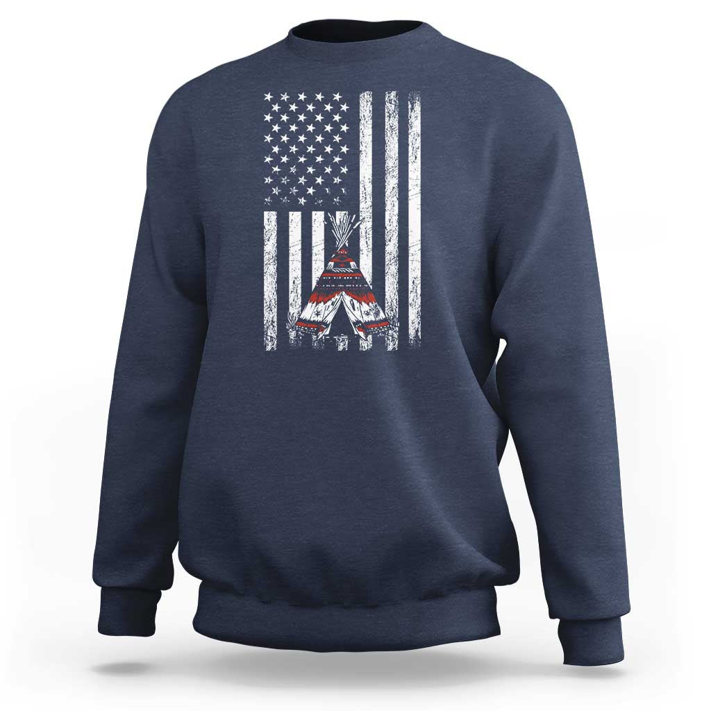 Teepee Pocket Native American Sweatshirt American Flag Native Feather Pride Month Indigenous