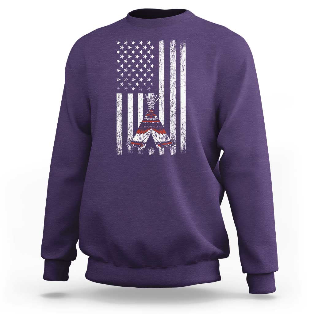 Teepee Pocket Native American Sweatshirt American Flag Native Feather Pride Month Indigenous