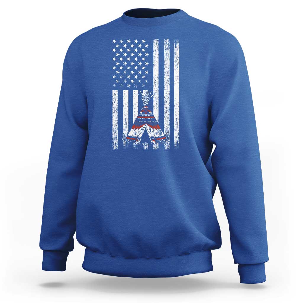 Teepee Pocket Native American Sweatshirt American Flag Native Feather Pride Month Indigenous