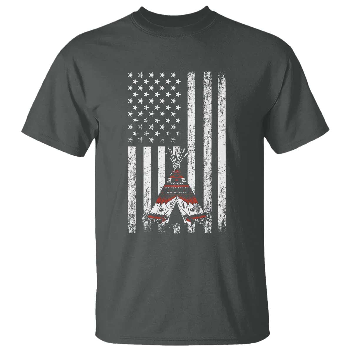 Teepee Pocket Native American T Shirt American Flag Native Feather Pride Month Indigenous