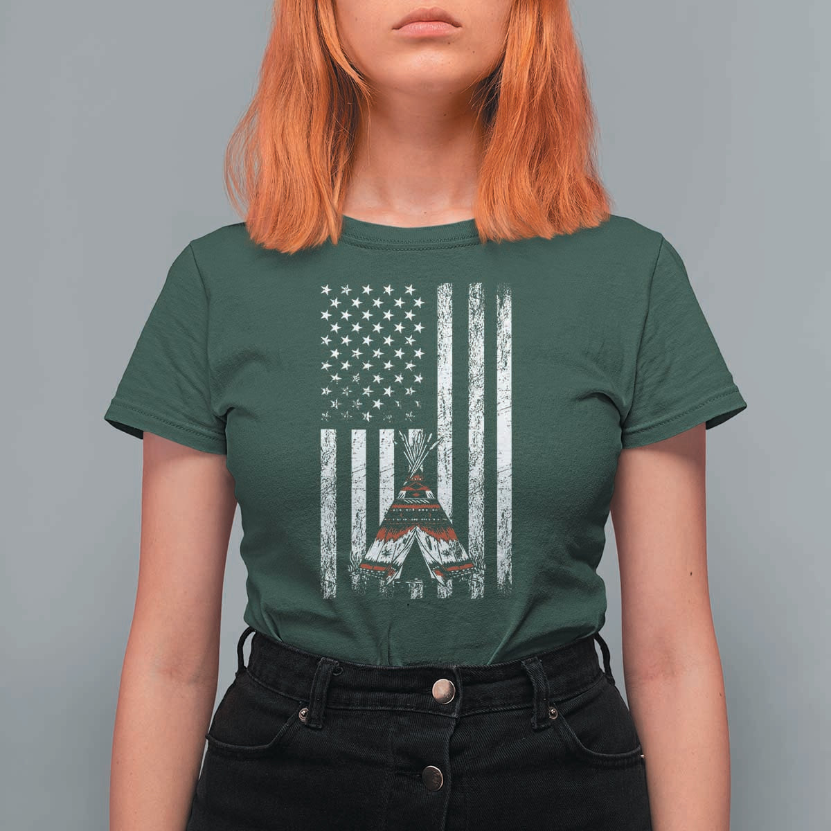 Teepee Pocket Native American T Shirt For Women American Flag Native Feather Pride Month Indigenous