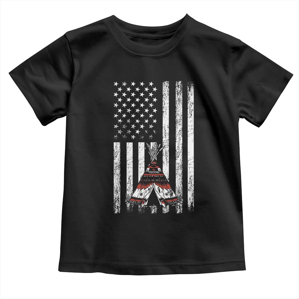 Teepee Pocket Native American Toddler T Shirt American Flag Native Feather Pride Month Indigenous