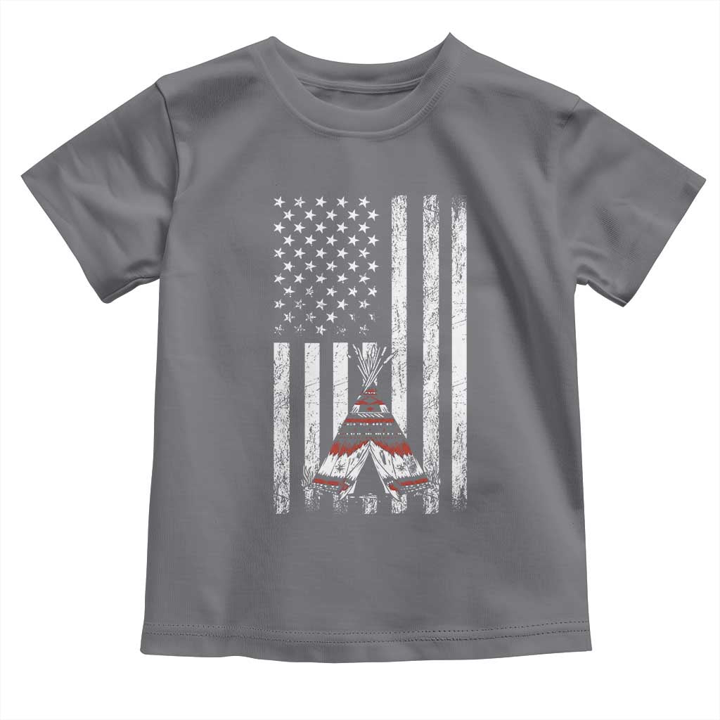 Teepee Pocket Native American Toddler T Shirt American Flag Native Feather Pride Month Indigenous