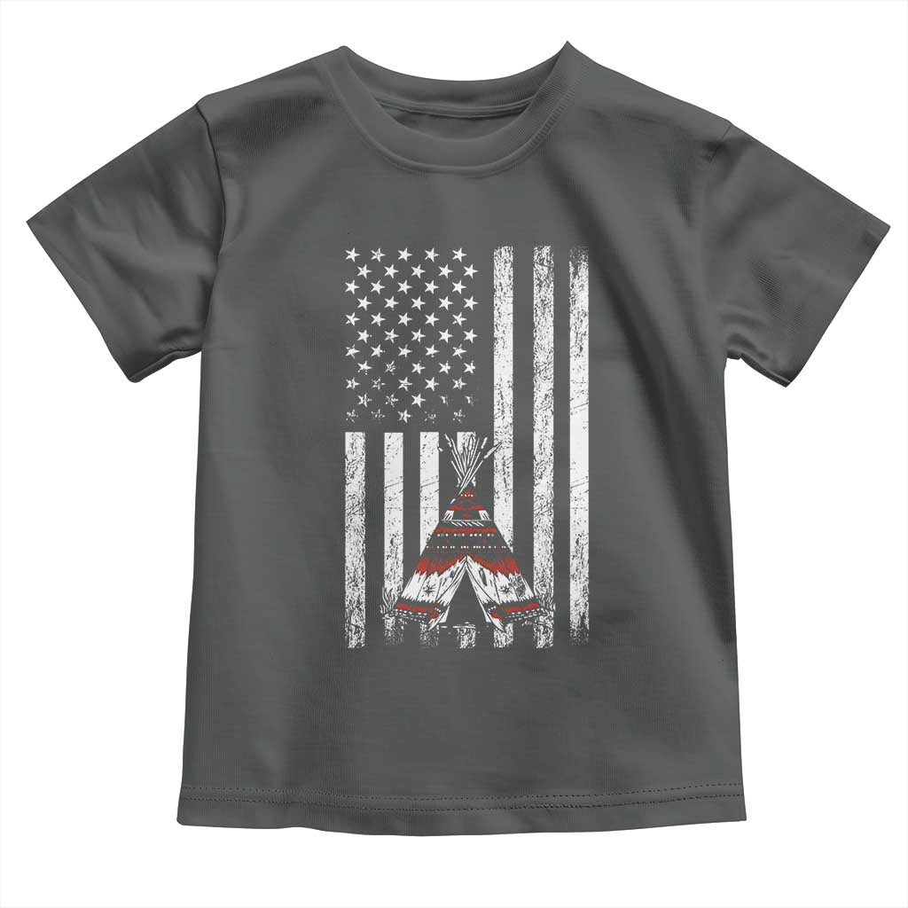 Teepee Pocket Native American Toddler T Shirt American Flag Native Feather Pride Month Indigenous