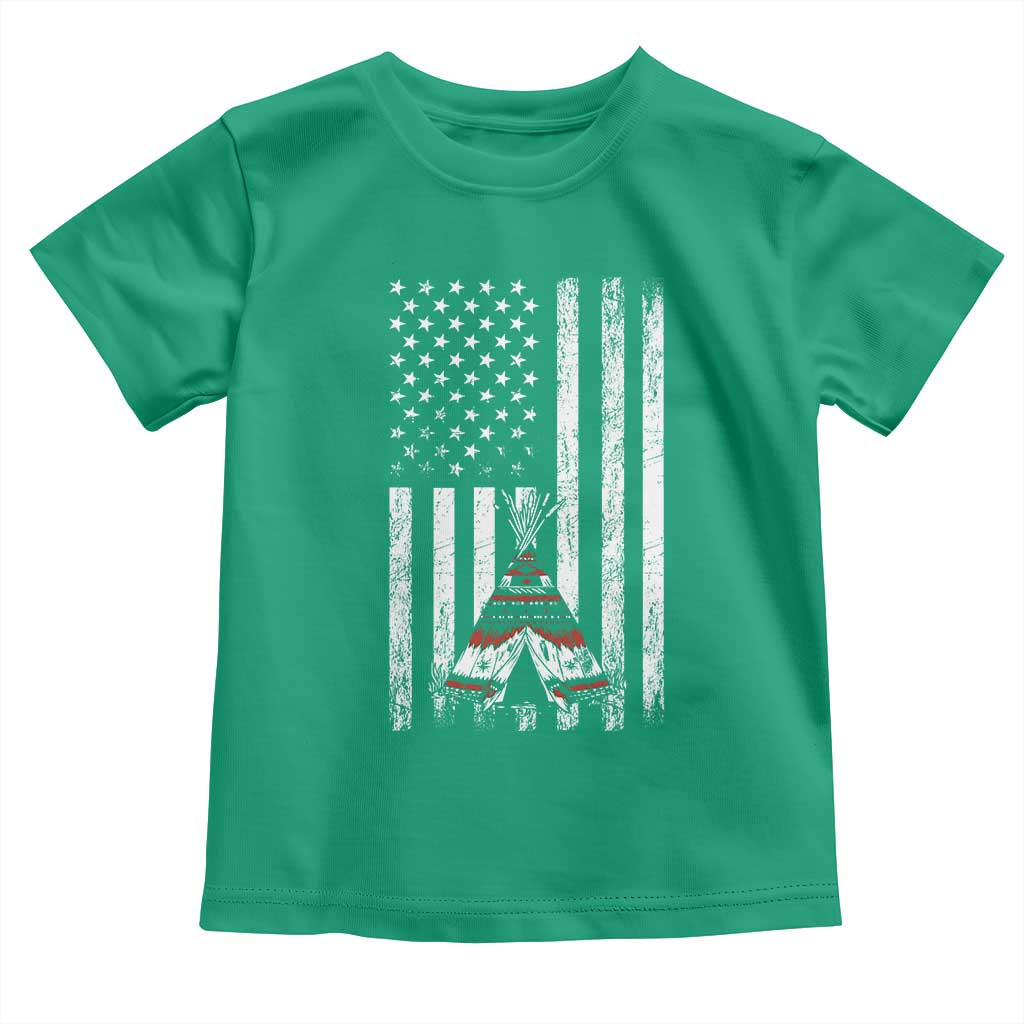 Teepee Pocket Native American Toddler T Shirt American Flag Native Feather Pride Month Indigenous