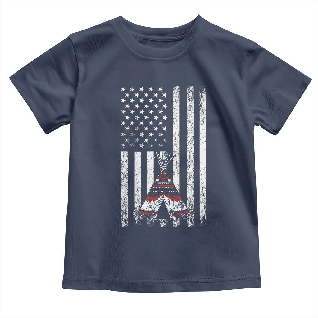 Teepee Pocket Native American Toddler T Shirt American Flag Native Feather Pride Month Indigenous