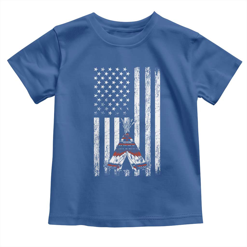 Teepee Pocket Native American Toddler T Shirt American Flag Native Feather Pride Month Indigenous