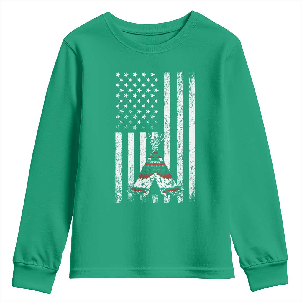 Teepee Pocket Native American Youth Sweatshirt American Flag Native Feather Pride Month Indigenous