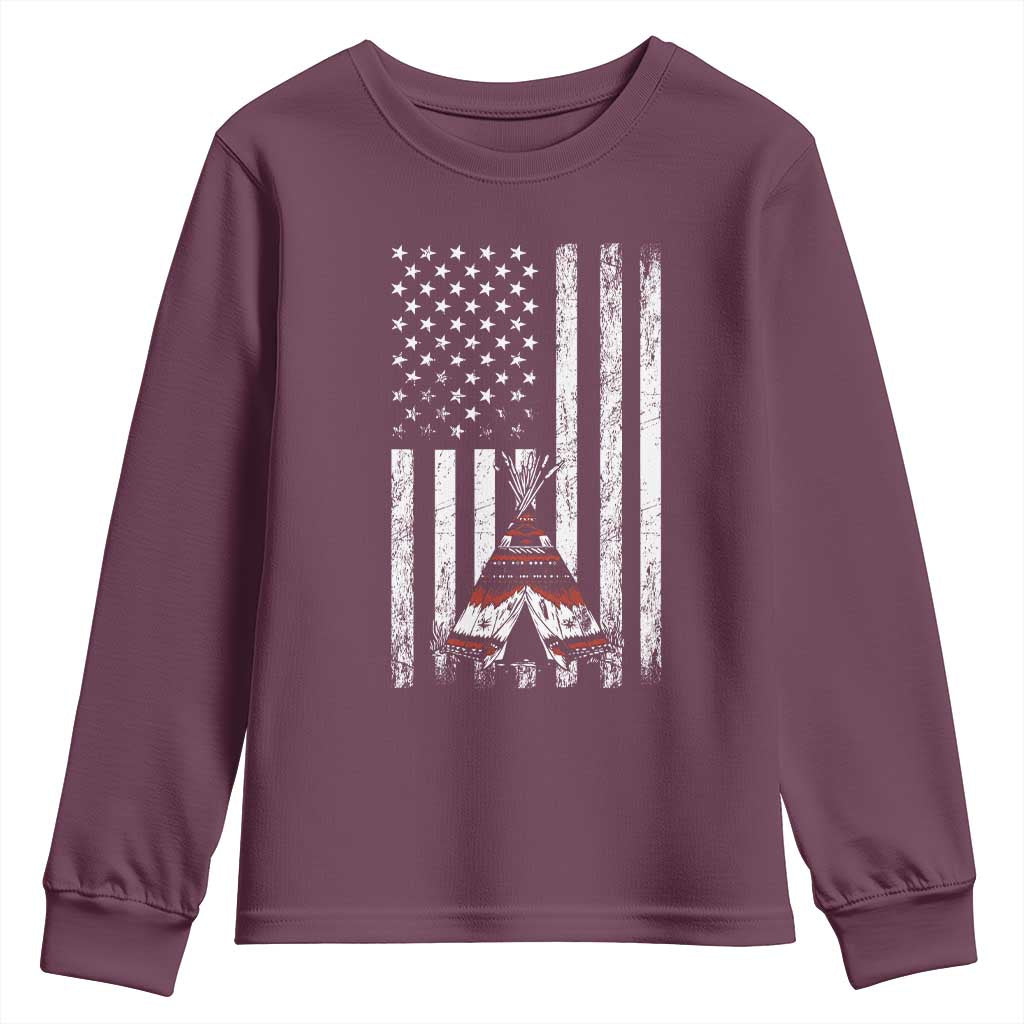 Teepee Pocket Native American Youth Sweatshirt American Flag Native Feather Pride Month Indigenous
