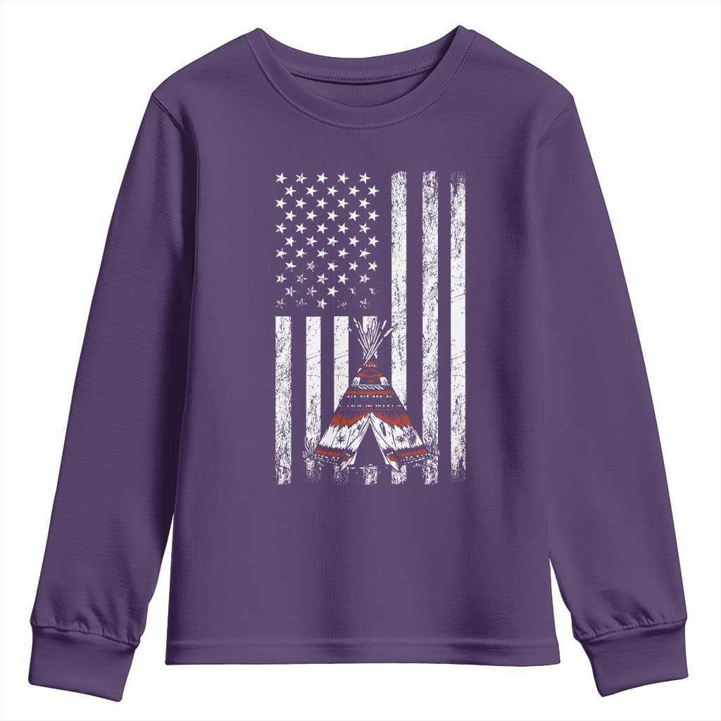 Teepee Pocket Native American Youth Sweatshirt American Flag Native Feather Pride Month Indigenous