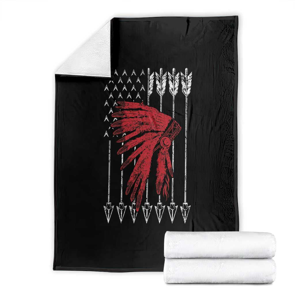 Native American Teepee American Flag Throw Blanket