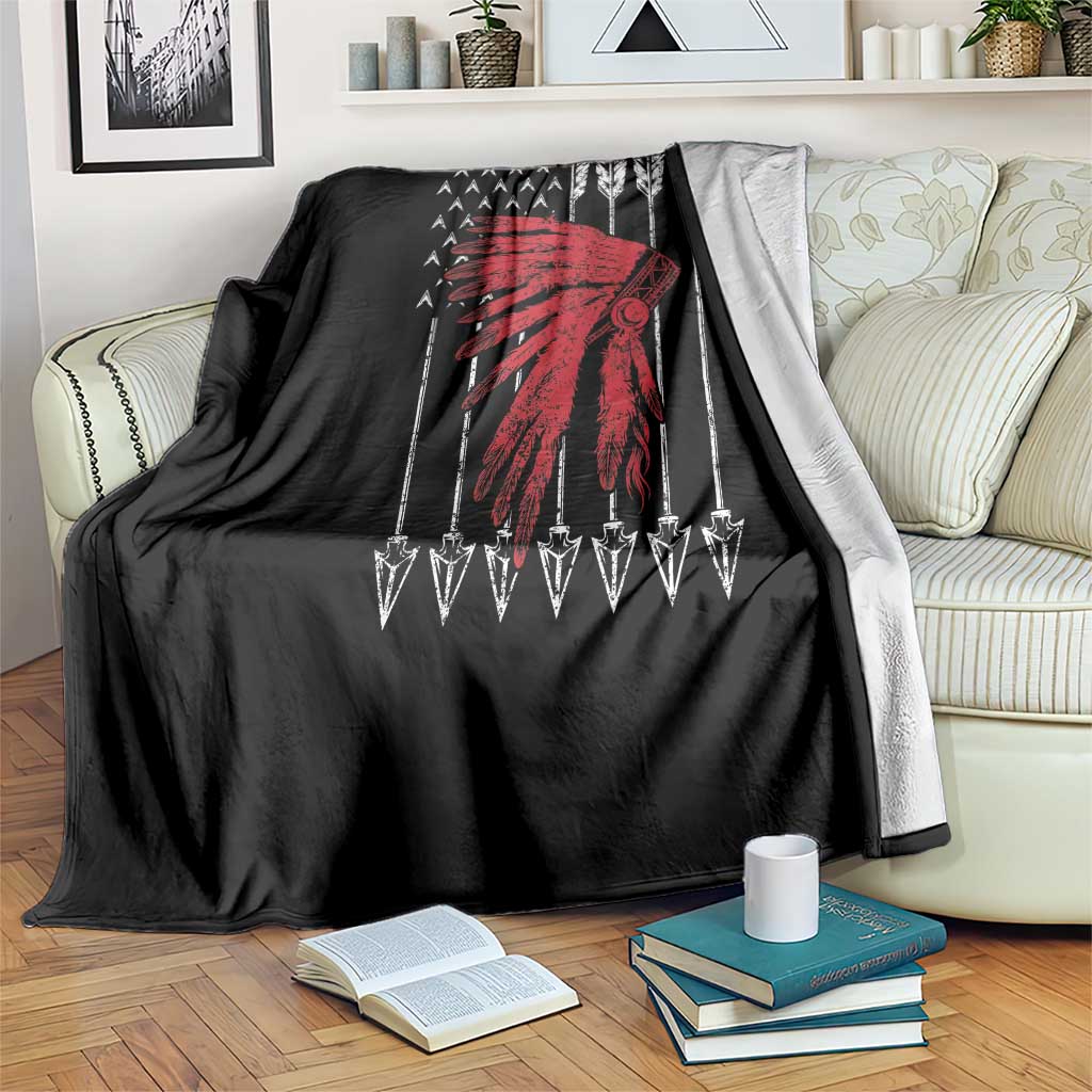 Native American Teepee American Flag Throw Blanket
