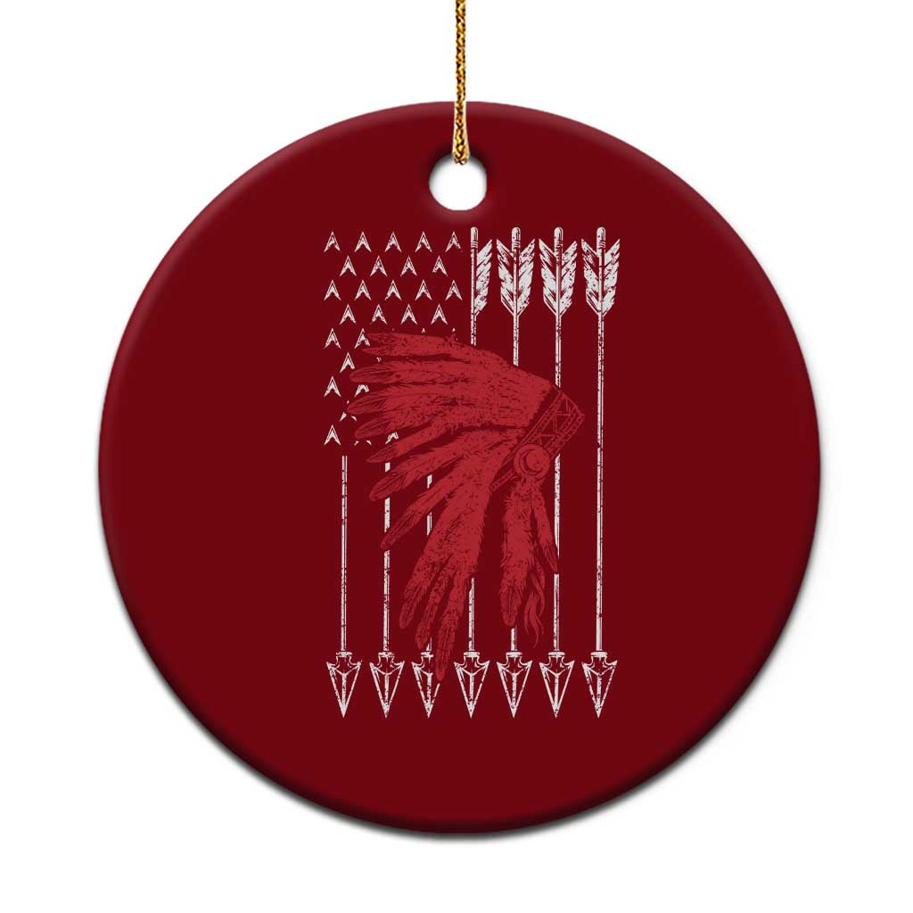Native American Teepee American Flag Ceramic Ornament