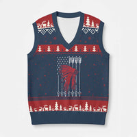 Native American Teepee American Flag V-Neck Knit Sweater Vest