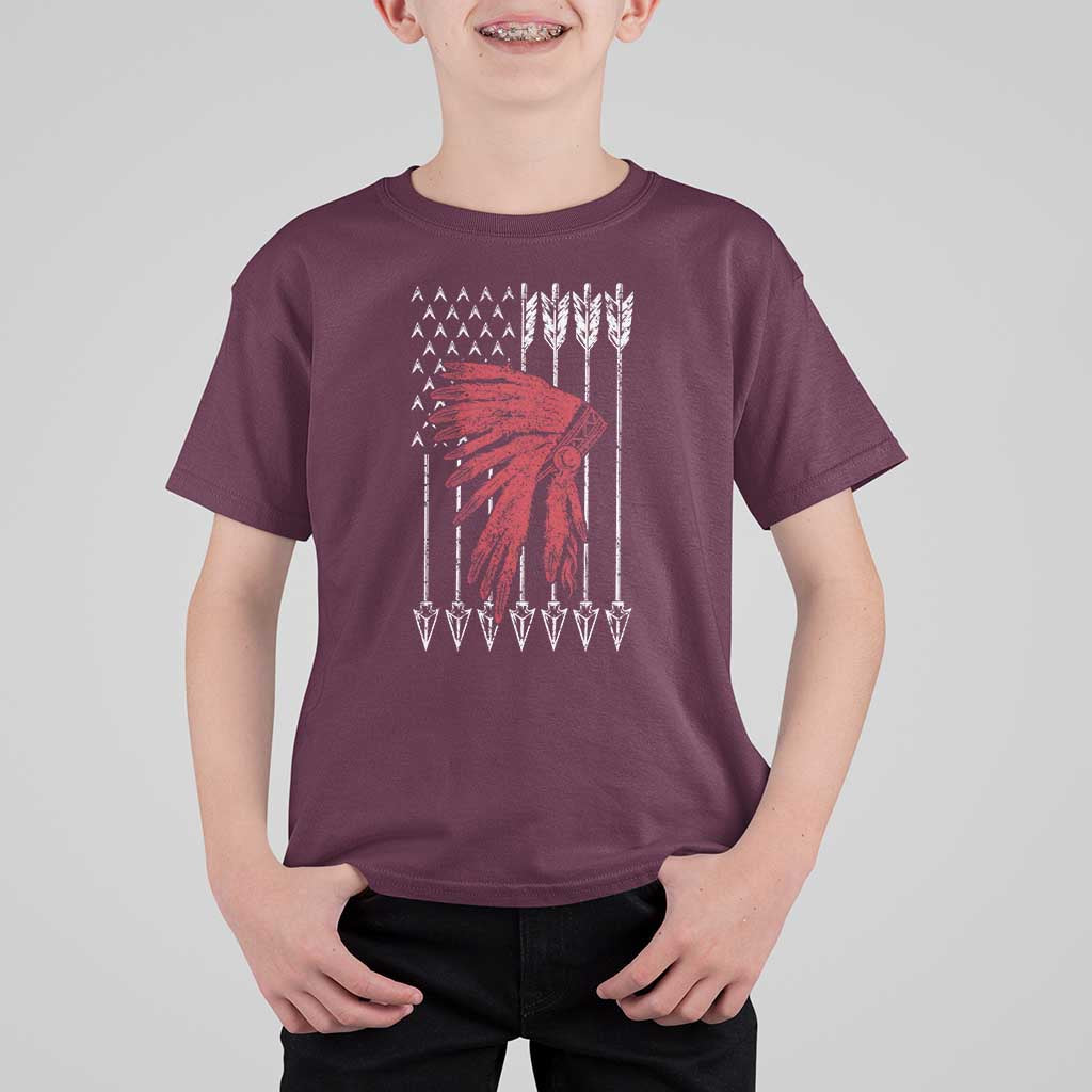 Native American Teepee American Flag T Shirt For Kid