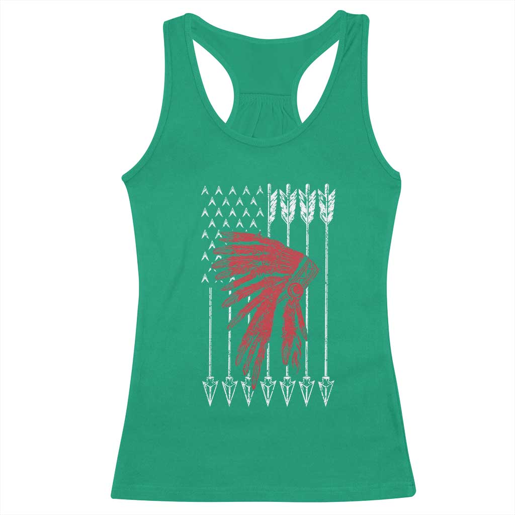 Native American Teepee American Flag Racerback Tank Top