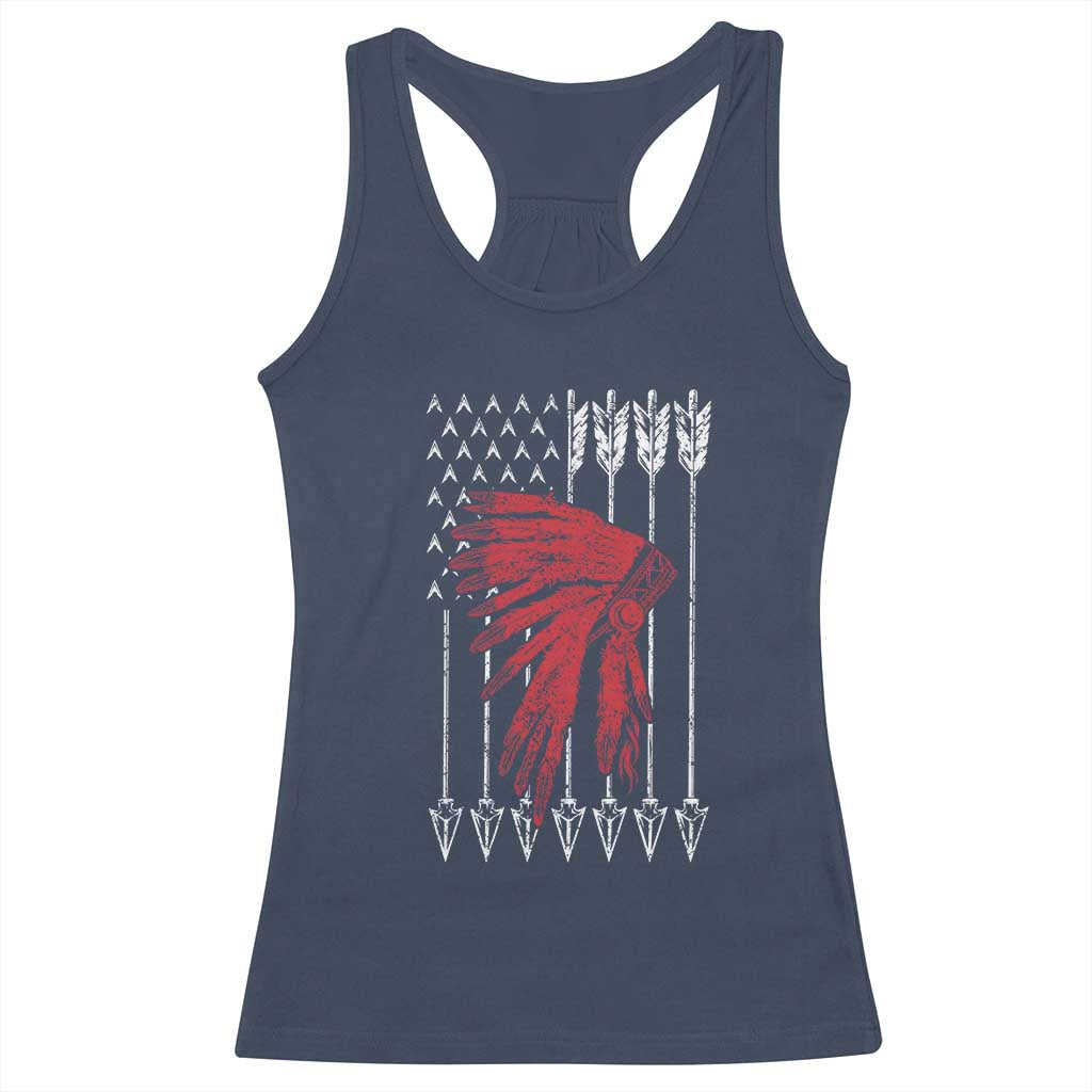 Native American Teepee American Flag Racerback Tank Top