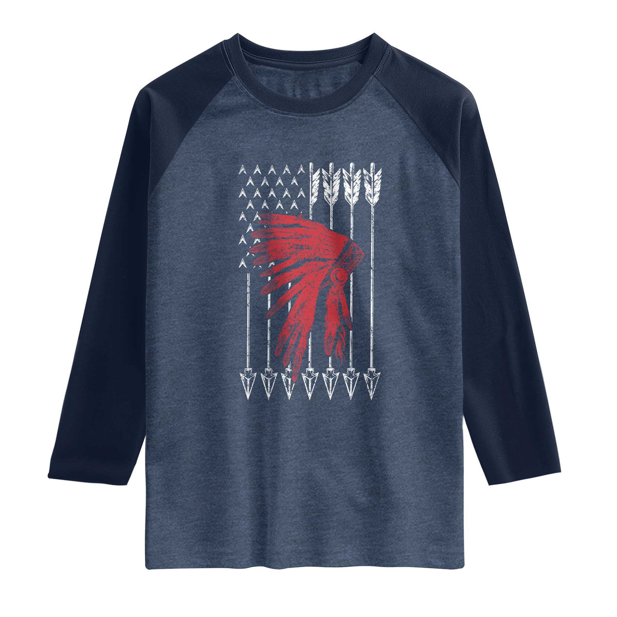 Native American Teepee American Flag Raglan Shirt