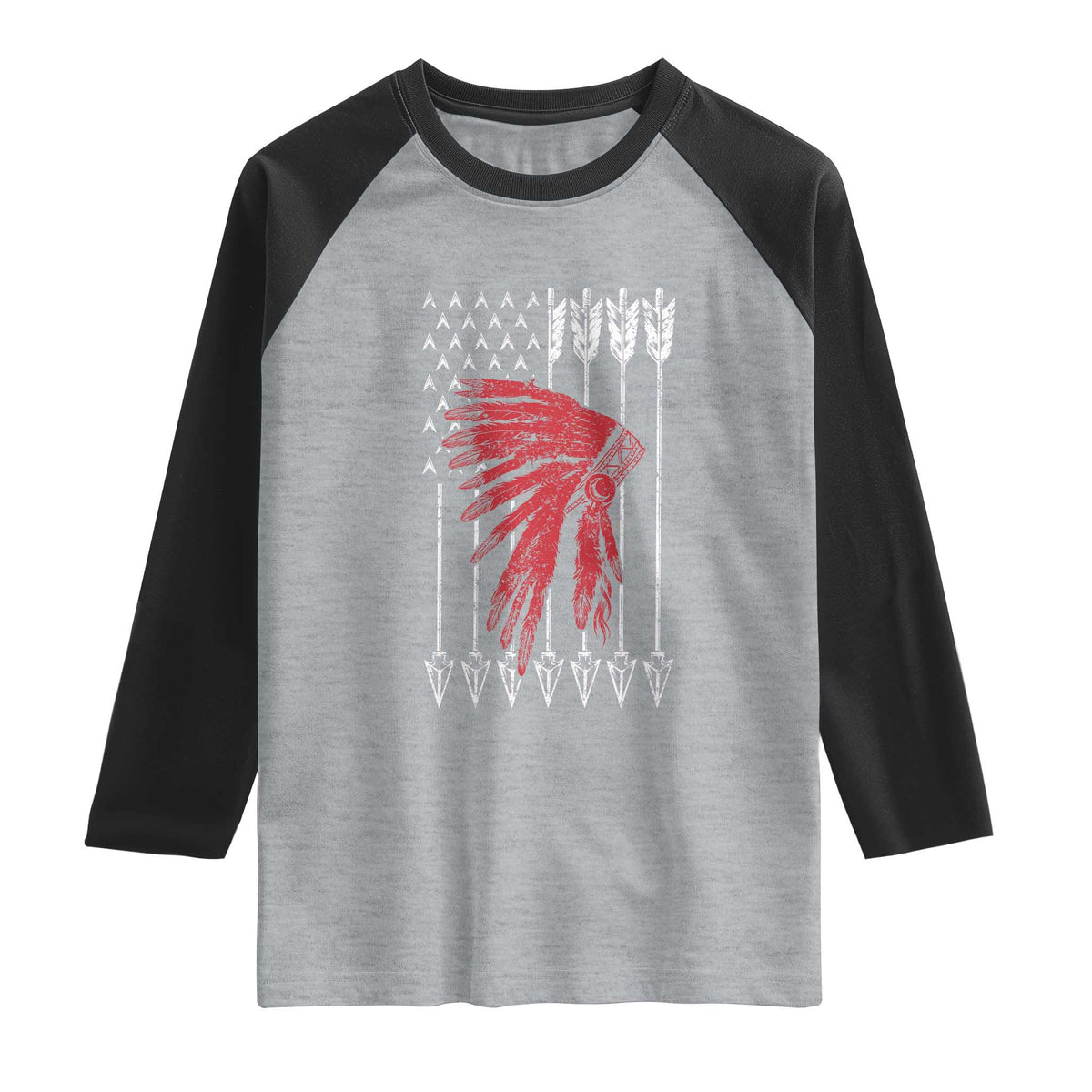 Native American Teepee American Flag Raglan Shirt