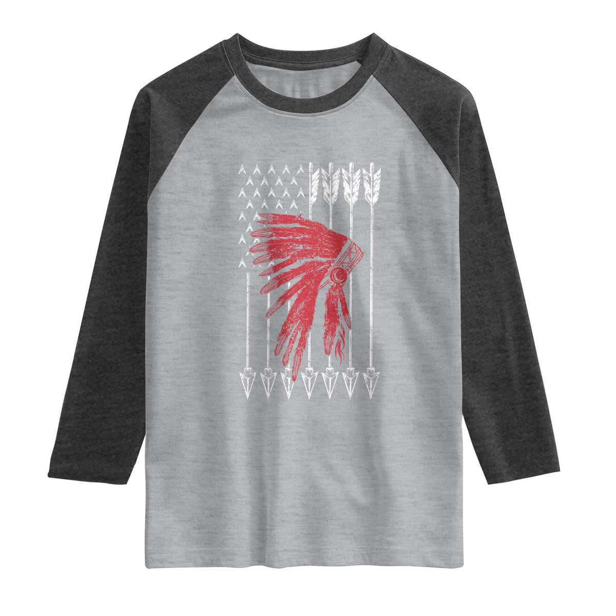 Native American Teepee American Flag Raglan Shirt