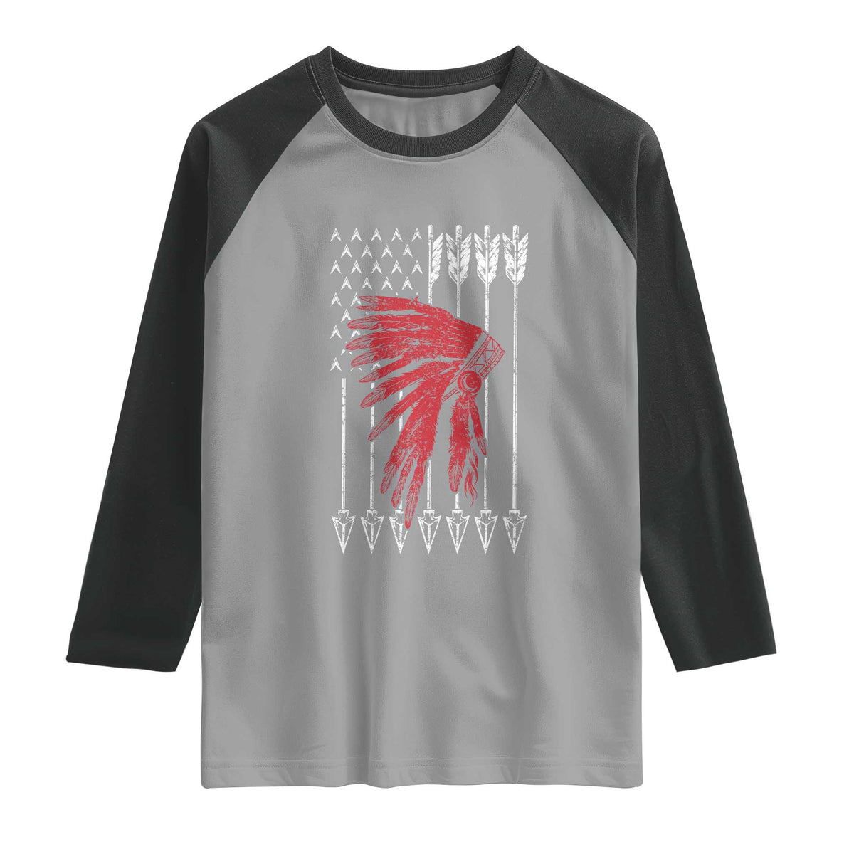 Native American Teepee American Flag Raglan Shirt