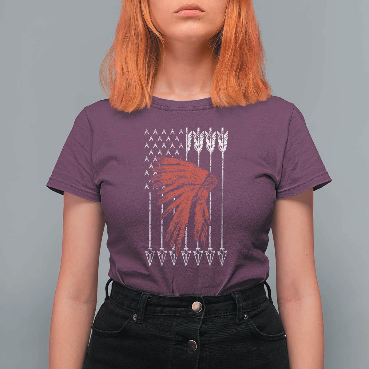 Native American Teepee American Flag T Shirt For Women
