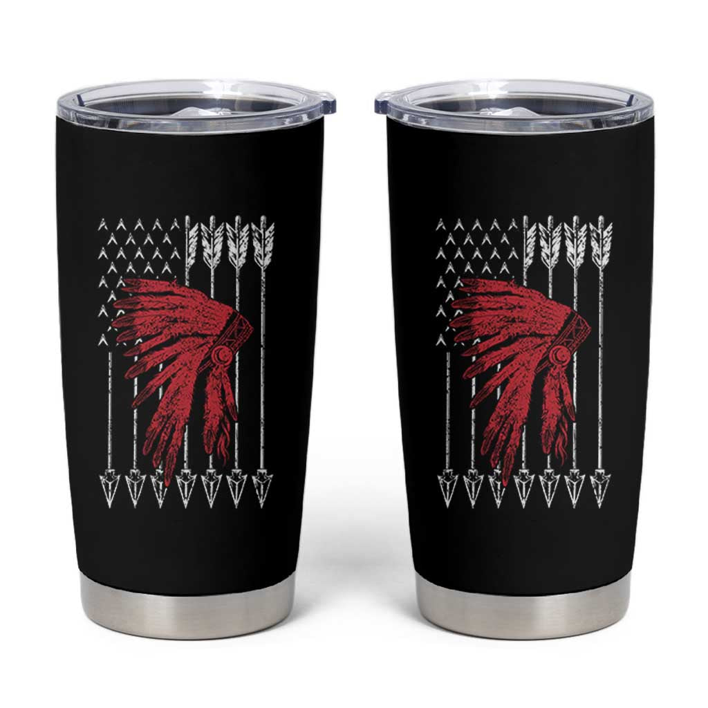 Native American Teepee American Flag Tumbler Cup