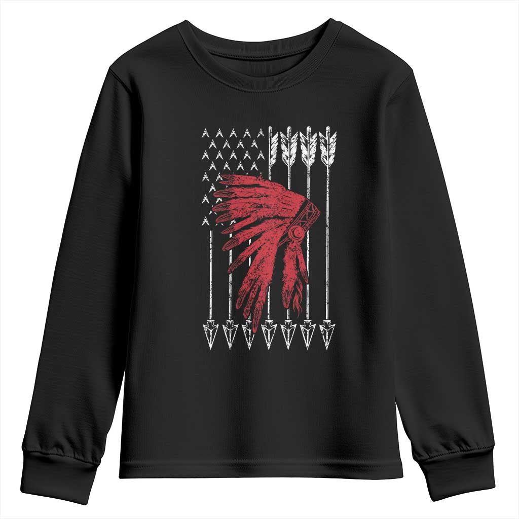 Native American Teepee American Flag Youth Sweatshirt