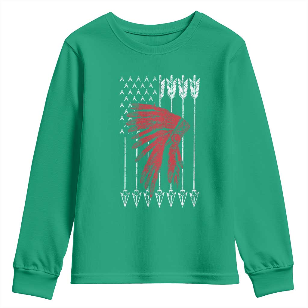 Native American Teepee American Flag Youth Sweatshirt