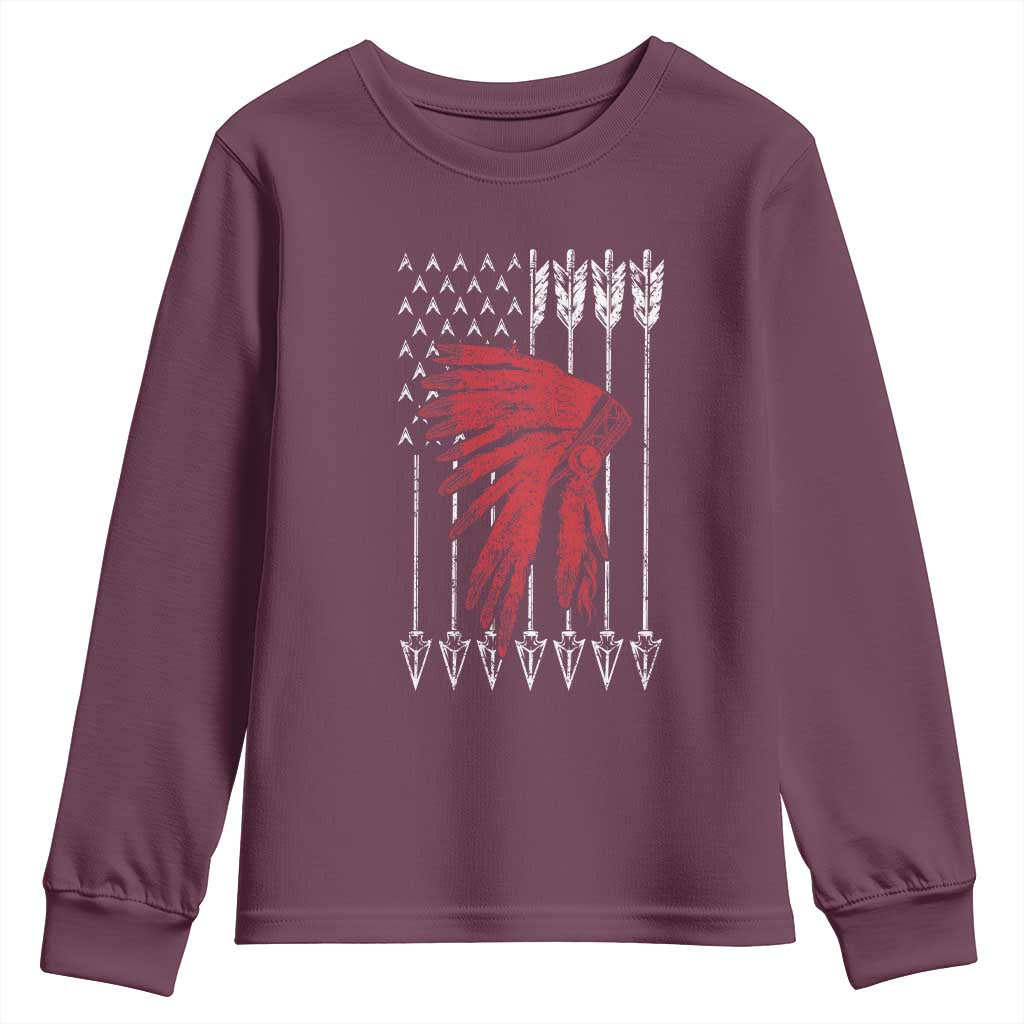 Native American Teepee American Flag Youth Sweatshirt