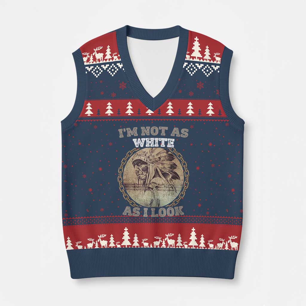 Native American Heritage V-Neck Knit Sweater Vest I'm Not As White As I Look