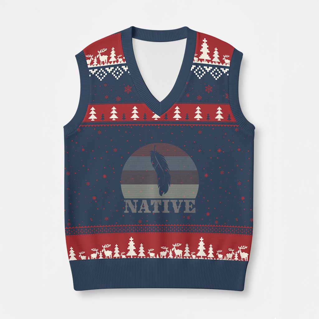 Native Indian American Pride Indigenous Native American V-Neck Knit Sweater Vest