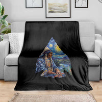 Native American Arrowhead Hunter Starry Night Throw Blanket