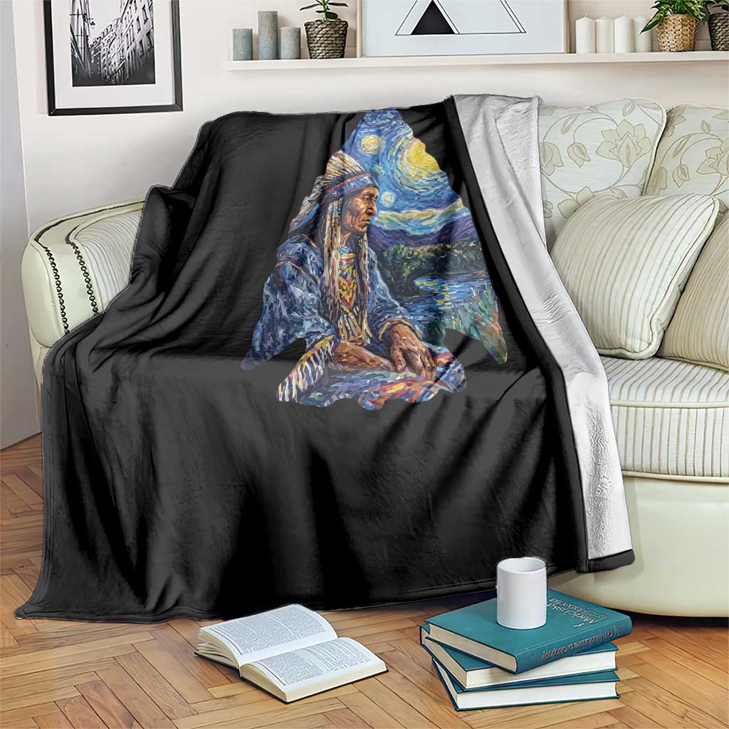 Native American Arrowhead Hunter Starry Night Throw Blanket