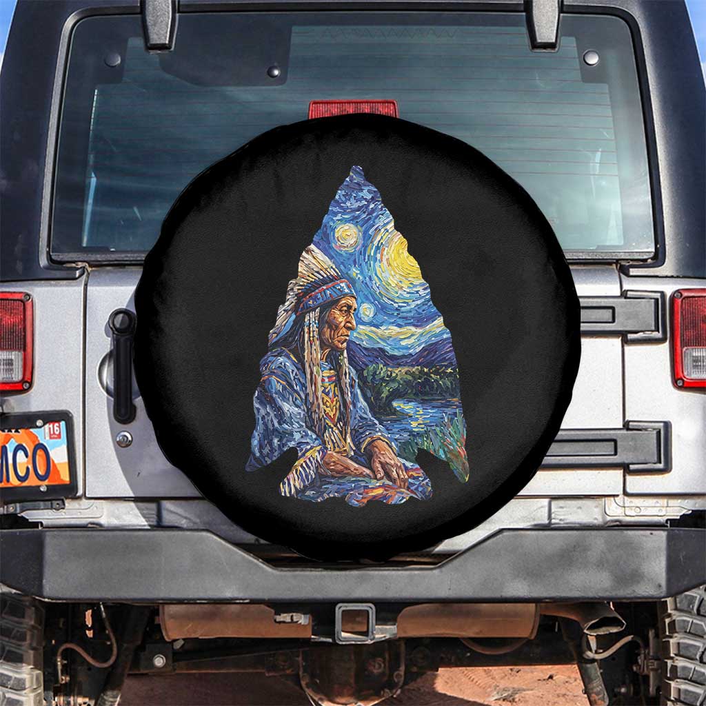 Native American Arrowhead Hunter Starry Night Spare Tire Cover