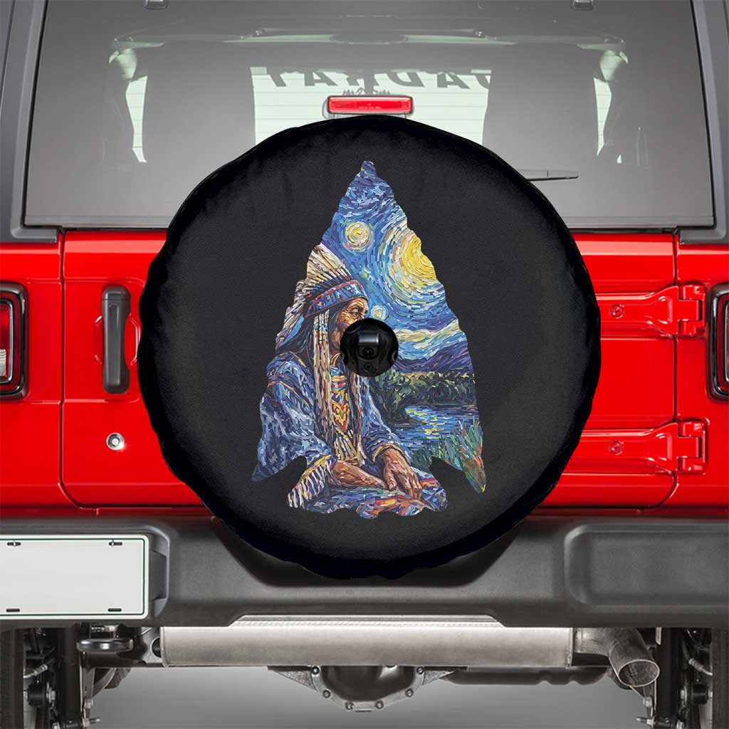 Native American Arrowhead Hunter Starry Night Spare Tire Cover