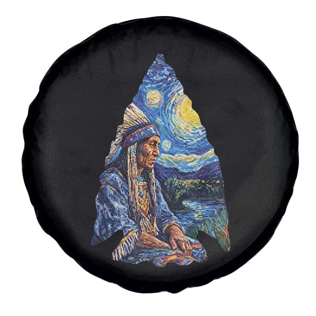 Native American Arrowhead Hunter Starry Night Spare Tire Cover