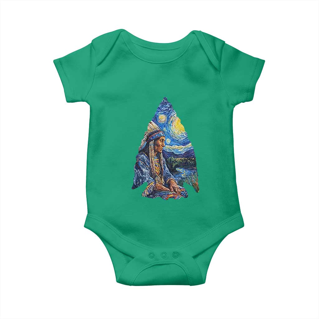 Native American Arrowhead Hunter Starry Night Baby Onesie
