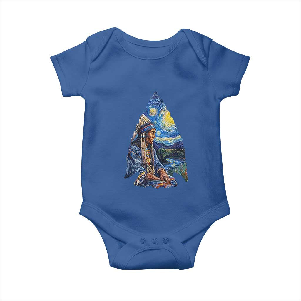Native American Arrowhead Hunter Starry Night Baby Onesie